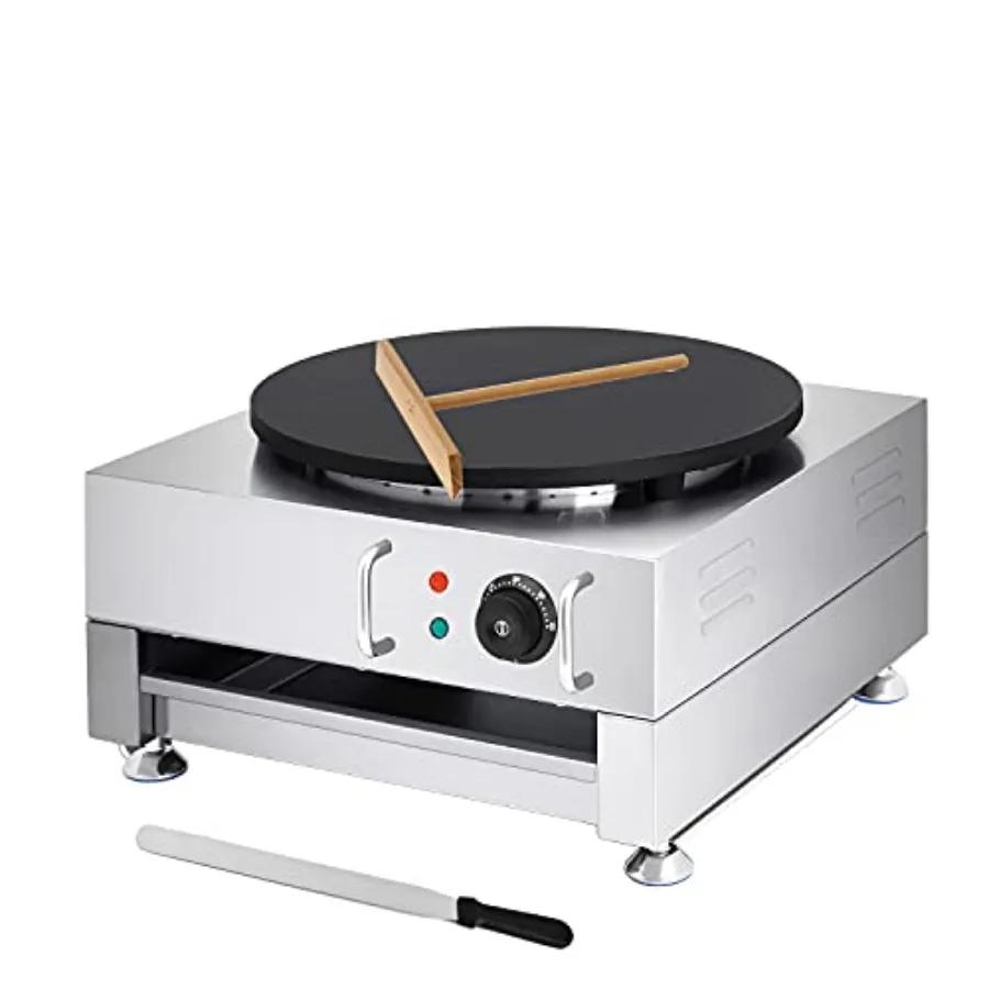 

Electric crepe maker for home kitchens, aluminum alloy body, black finish, non-stick surface and even heating