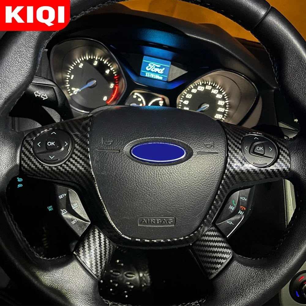 KIQI for Ford C-MAX Cmax 2011-2017 Grand C-Max 2011-2014  Accessories Car Styling Steering Wheel Trim Cover Sticker Decoration