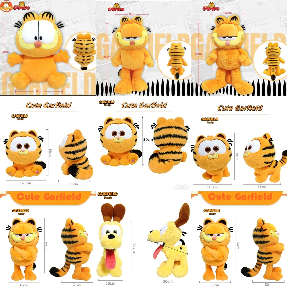

Cute Garfield Plush Toys Stuffed Animals Odie Soft Dolls Kids Gift Home Decor