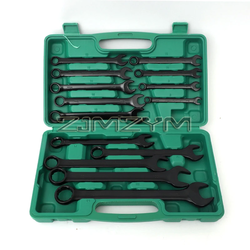14PCS Combination Wrench Set Dual-Purpose Metric and Standard Mechanics Wrenches with Compact Storage Box