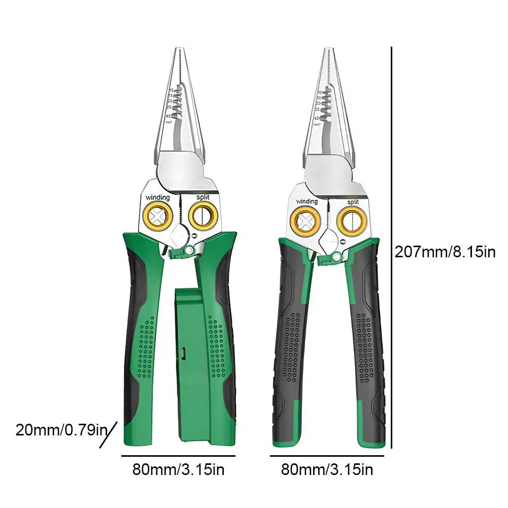 Multifunctional Wire Stripper Stainless Steel Electrician Cable Cutter Wire Crimping Pliers Clamper Splitting Winding