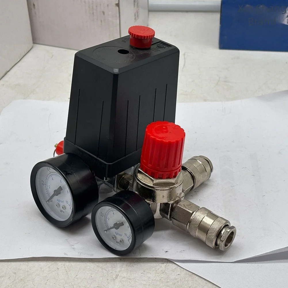 Air Compressor Pressure Switch Control Valve Regulator With Gauges 4Port Manifold Regulator Safety Valve Air Compressor Parts
