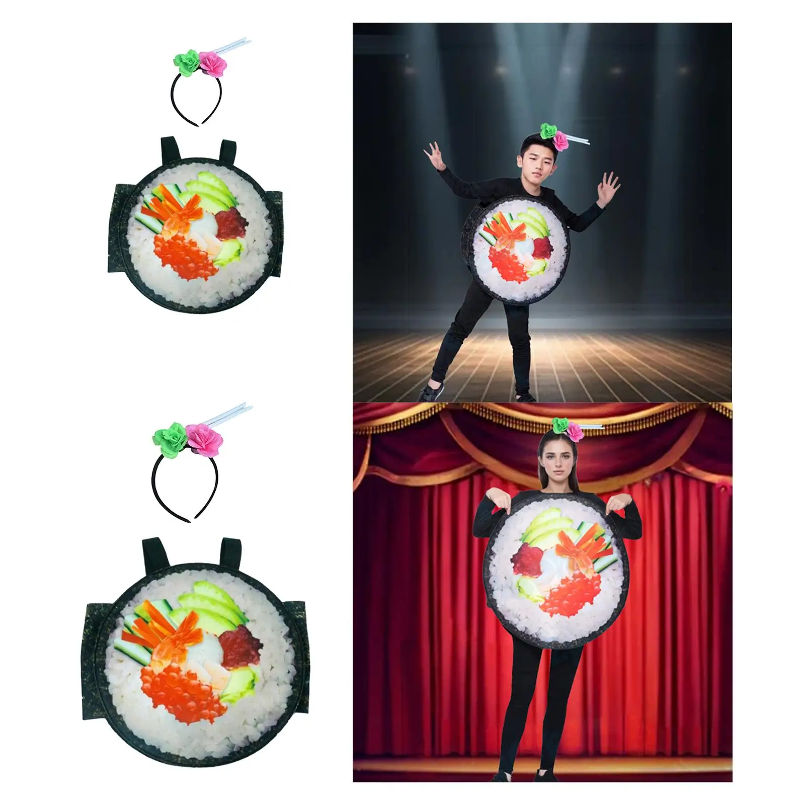 

Sushi Roll Halloween Costume for Unisex Breathable Unique Outfit Cosplay Suit Fancy Dress for Holiday Carnival Stage Performance