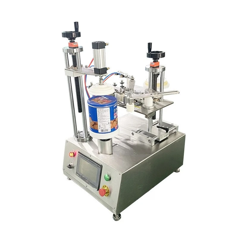 

Semi-automatic round bottle tape sealing machine, round can sealing packaging machine