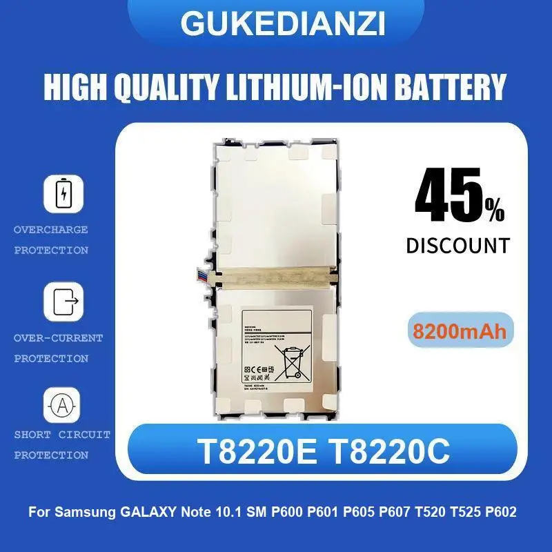 

T8220E T8220C Аккумулятор для планшета Samsung Galaxy Note 10.1 SM P600 P601 P605 P607 T520 T525 P602 8200 мАч Высокое качество