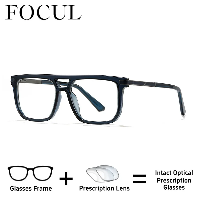 

FOCUL New Design Pilot Personalized Custom Prescription Optical Photochromic Glasses Anti Blue Light Progressive Men Eyeglasses