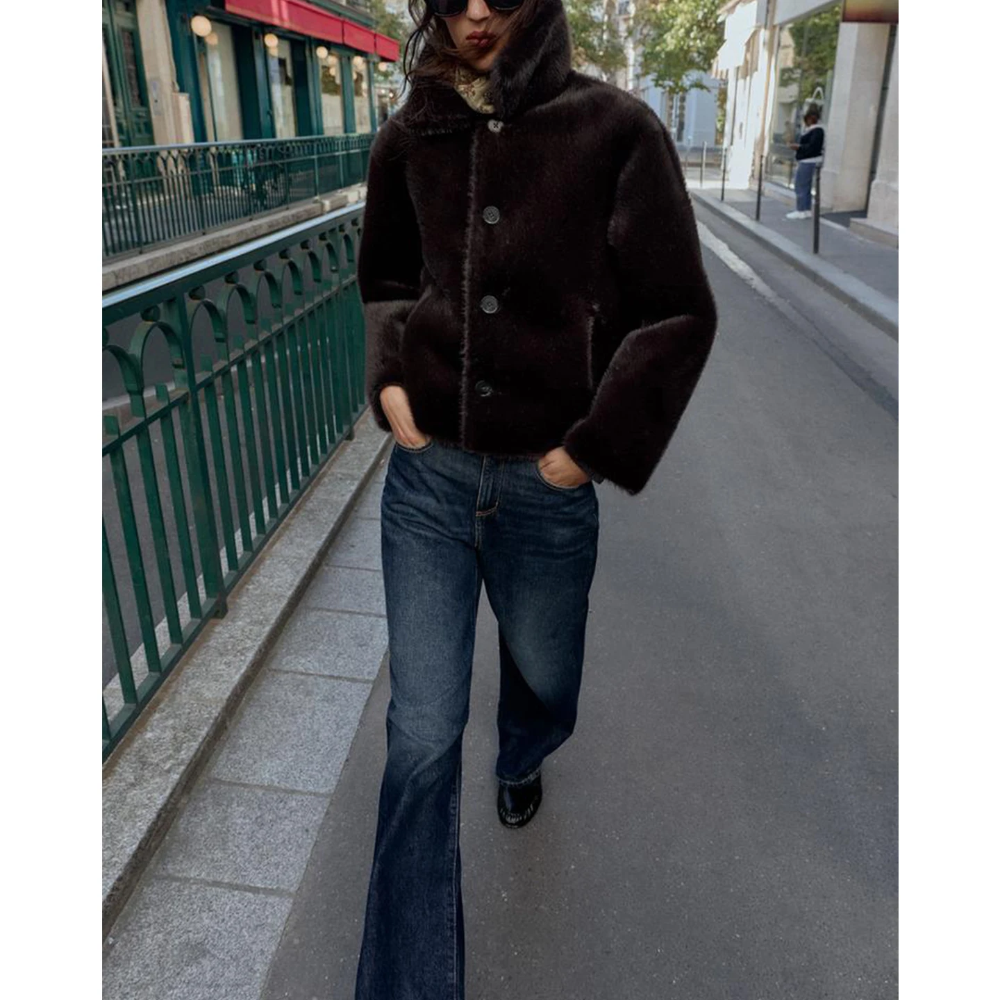 خريف شتاء جديد المرأة عادية Sle الوجهين بولي Leather الجلود ort Jaet معطف طويل Sve بدوره إلى أسفل طوق Faionable الدافئة