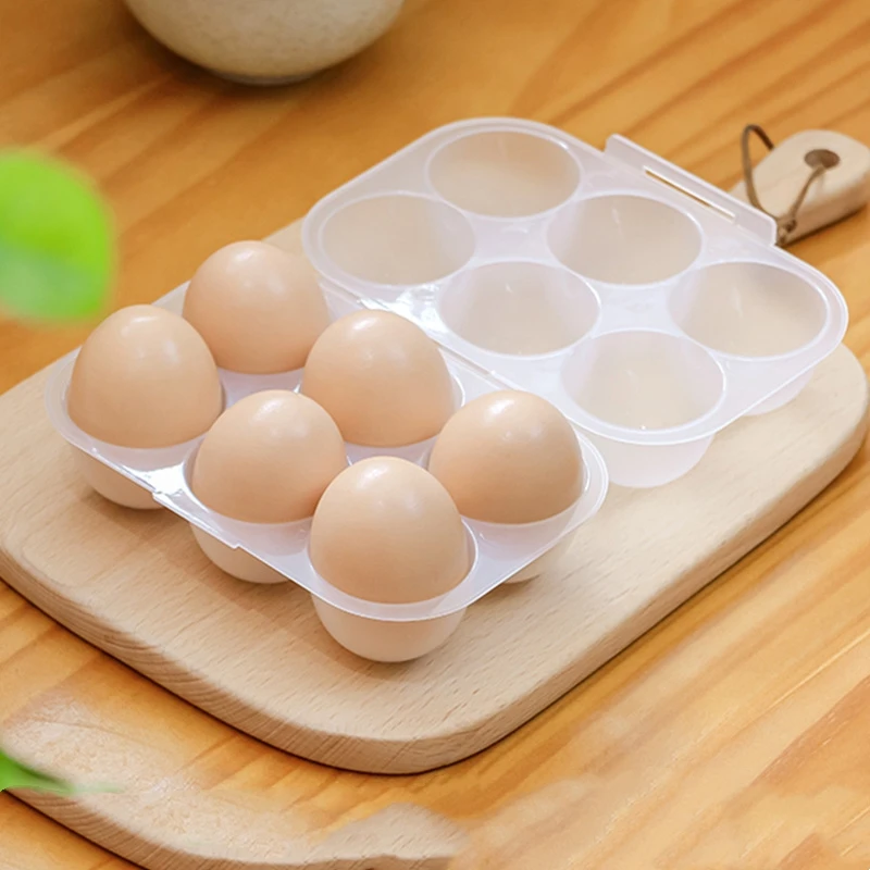 

6 Grid Egg Box Container Portable Durable Plastic Eggs Shockproof Protection Save Space Egg Dispenser Kitchen Tools Organization