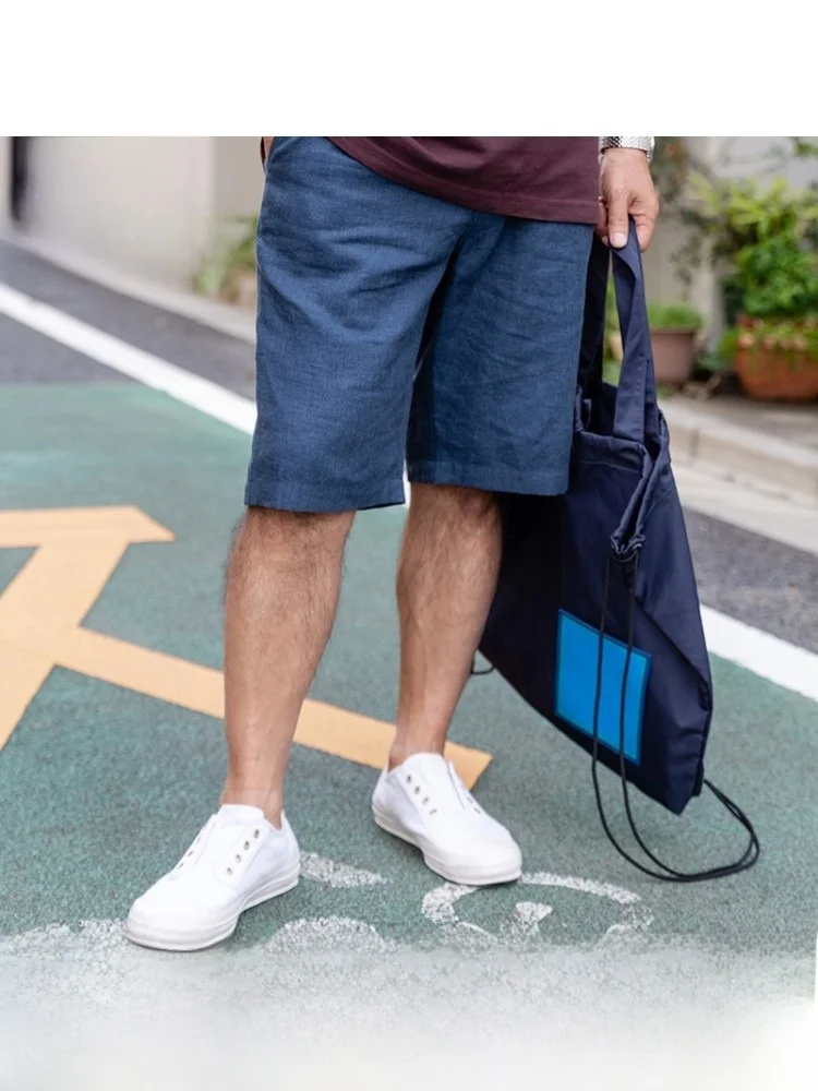 

Loose Cotton Linen Summer Pants Dad Style Casual Loose Fit Five-Quarter Length mid Waist Straight Leg Fashionable Urban Men's...