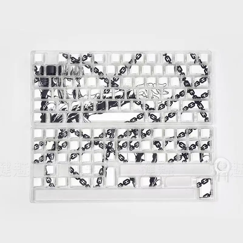 Полупрозрачные колпачки для клавиш Makima в стиле аниме, 130 клавиш, колпачки для клавиш из ПБТ, колпачки для клавиш из Японии, колпачки для механической клавиатуры Dye-sub для 64/68/71/108