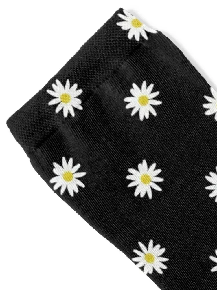 Watercolor Daisy Dots Flower Pattern Watercolour Daisies Black & White Floral Socks custom funny gift Women Socks Men's