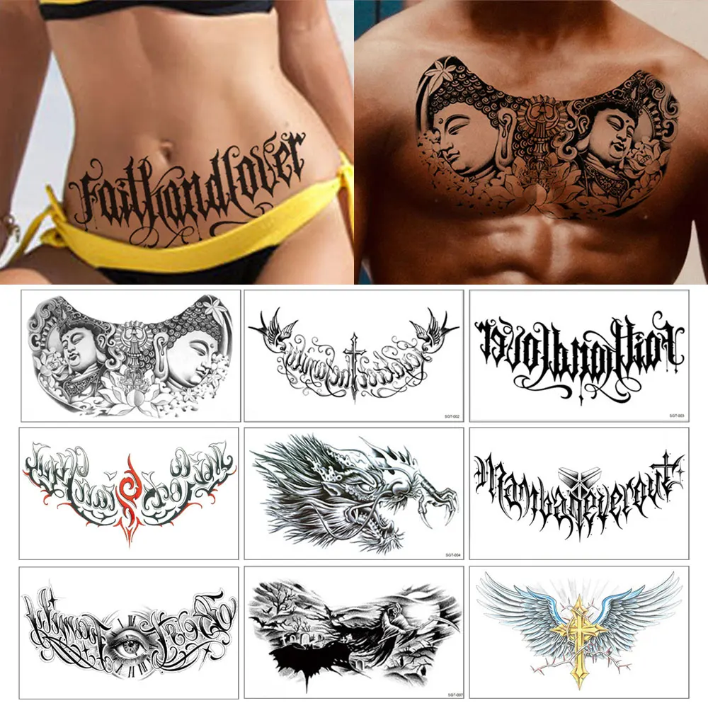 

Временная татуировка для тела, большой размер, для груди, водостойкая, долговечная, наклейка-тату, имитация татуировки