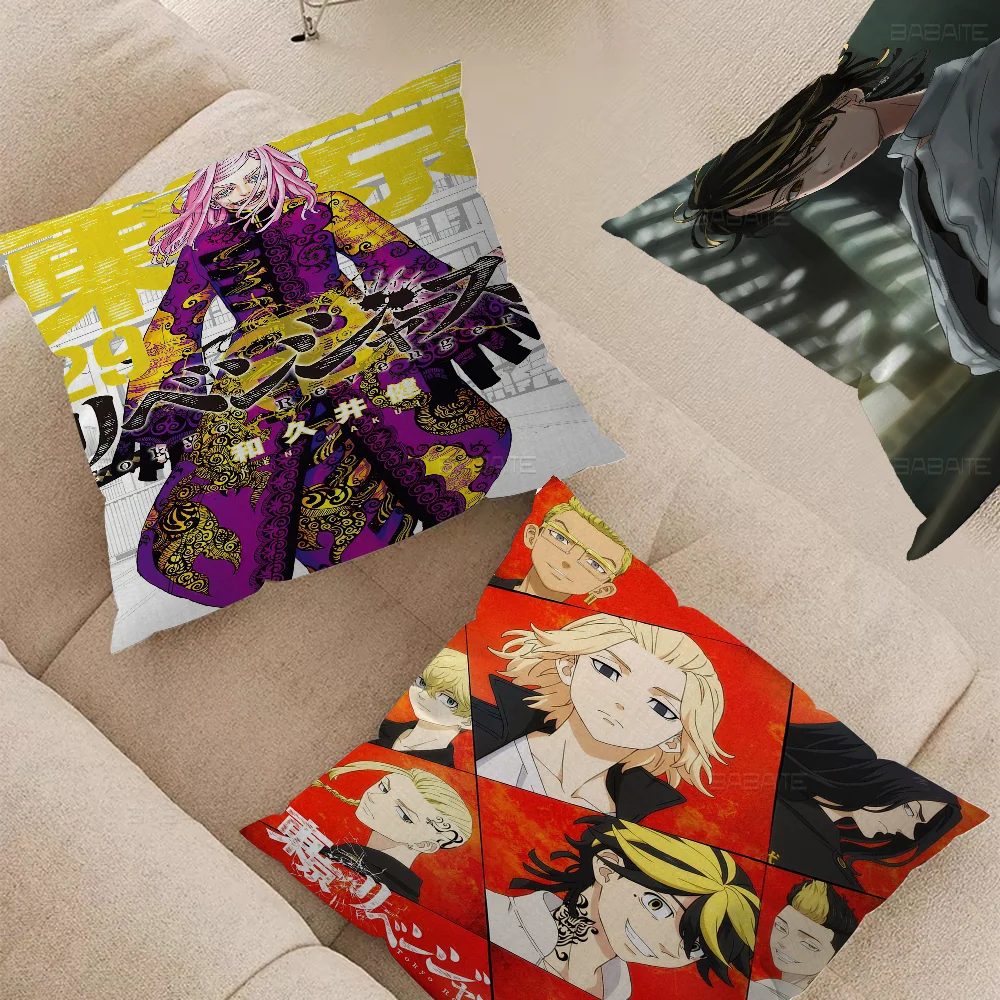 Anime Tokyo Reve Nger Pillow Covers Cartoon Sofa Decorative Home Double-sided Printing Short Plush Cute Cushion Cover