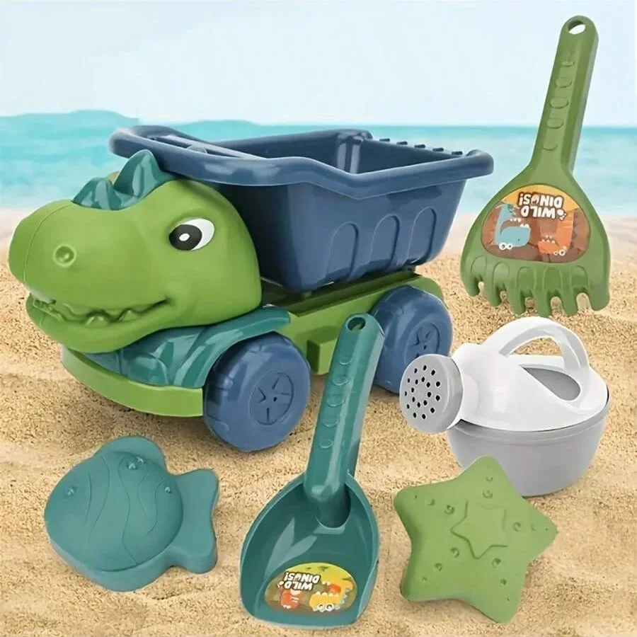 

1set Engineering Vehicle Sand Beach Toys Set & Dinosaur Sand Car Toy Set Suitable For Old Children