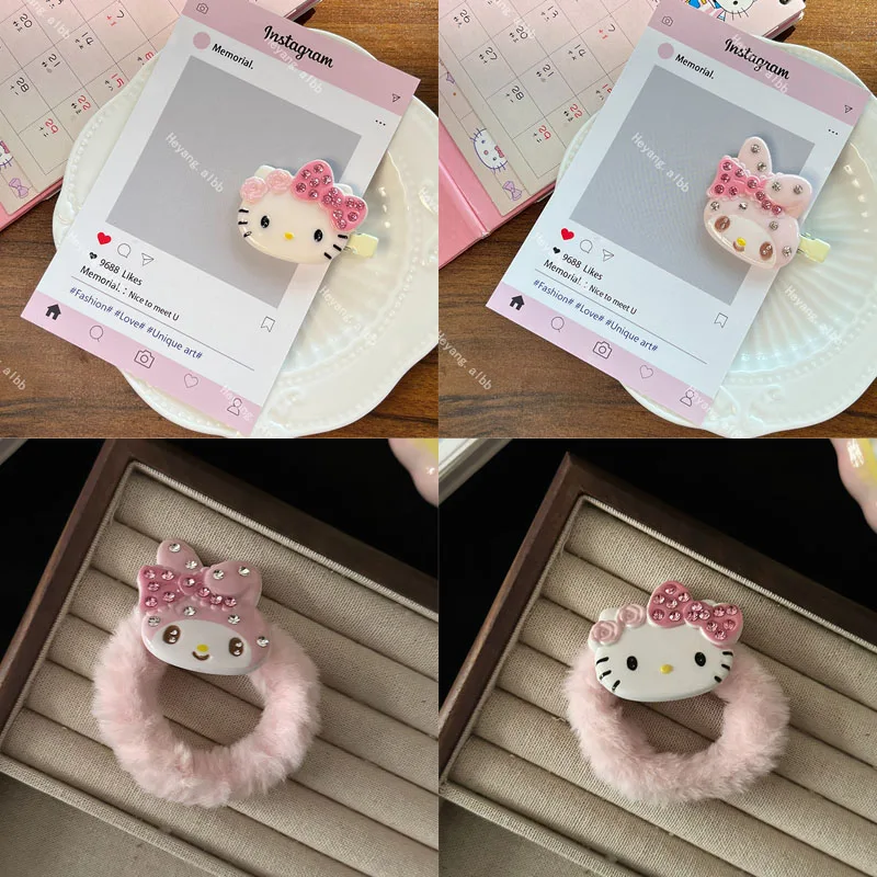 2/4 قطعة Kawaii ل مرحبا كيتي دبوس الشعر الفتيات الحلو لطيف الكرتون الانفجارات الجانب كليب الإبداعية غطاء الرأس للأطفال هدايا عيد ميلاد