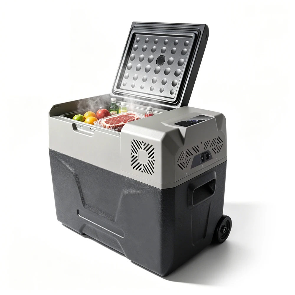 Podofo 40L/50L Auto-Kühlschrank Outdoor Mini-Kühlschrank Tragbarer Kompressor-Kühler 12/24V DC 110-240V Kühlbox mit APP-Fernbedienung für Camping, Picknick und Bootsfahrten