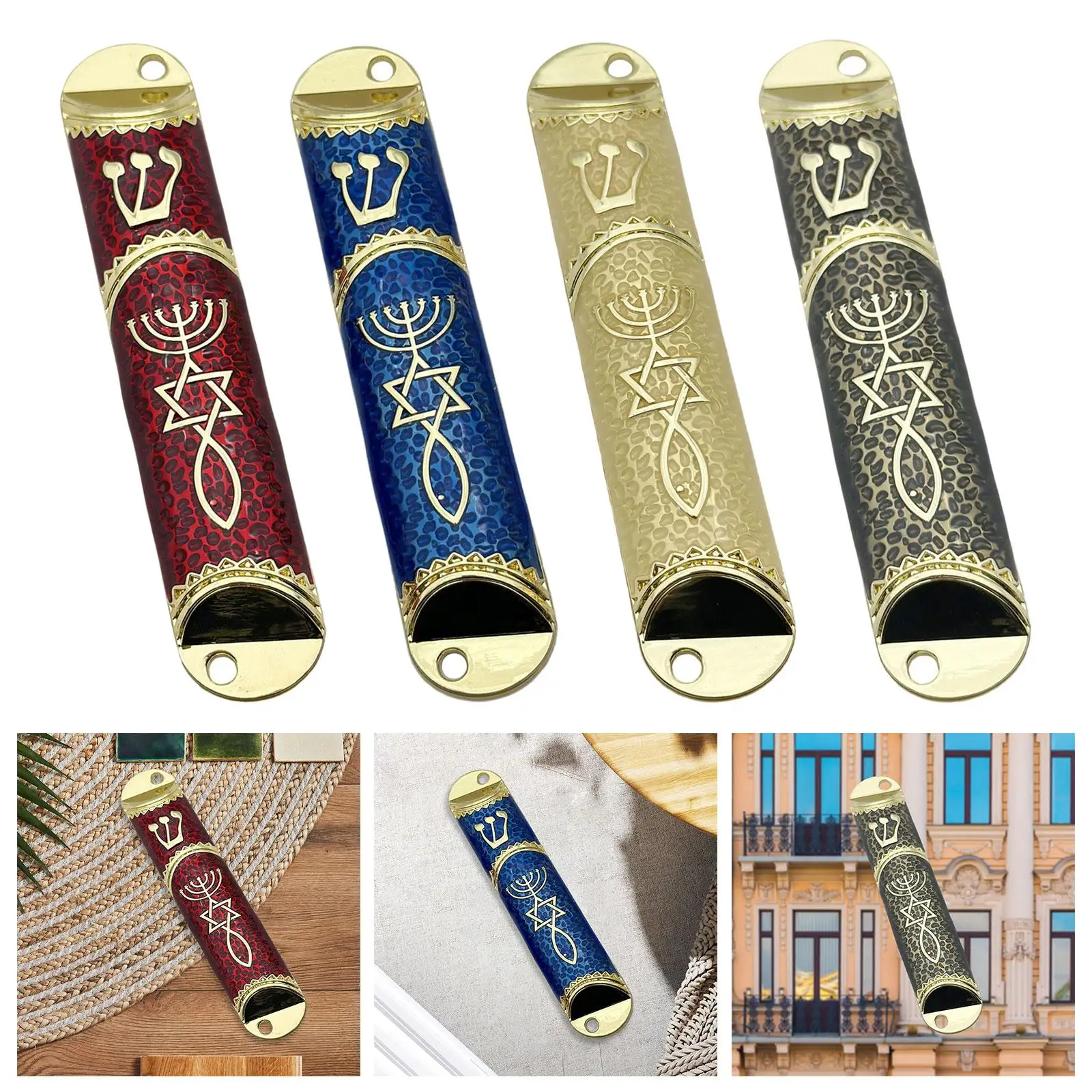 4.1inch Jewish Mezuzah Case Cover Zinc Alloy Judaica Gift Front Door Decoration Handcrafted for Housewarming Gift Sturdy