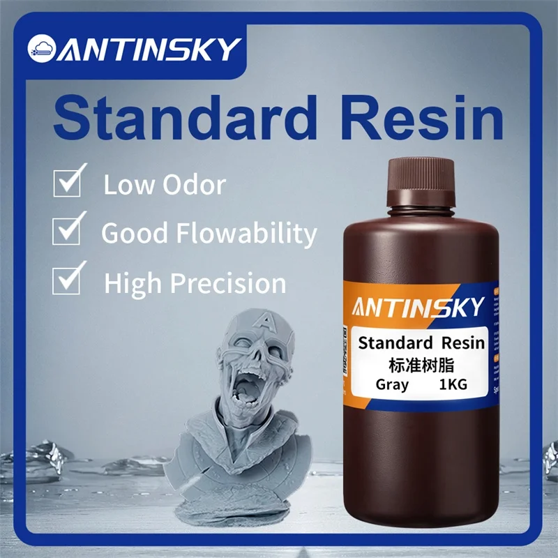 

Стандартная смола для 3D-принтера ANTINSKY, 1 кг применяется для Elegoo/Anycubic/Creality 3d Resins Высокая точность и отличная производительность