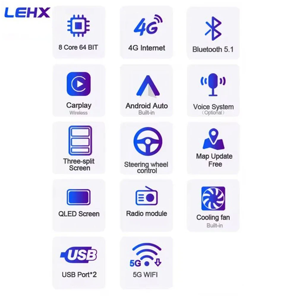 LEHX inalámbrico Carplay 2din Android 14 Radio de coche reproductor de vídeo Multimedia Universal 7/9/10 pulgadas AutoRadio navegación GPS 4G WiFi 2