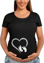 Maternity Cute Funny New Mom Pregnancy Announcement Short Sleeve Crew Neck T-Shirt