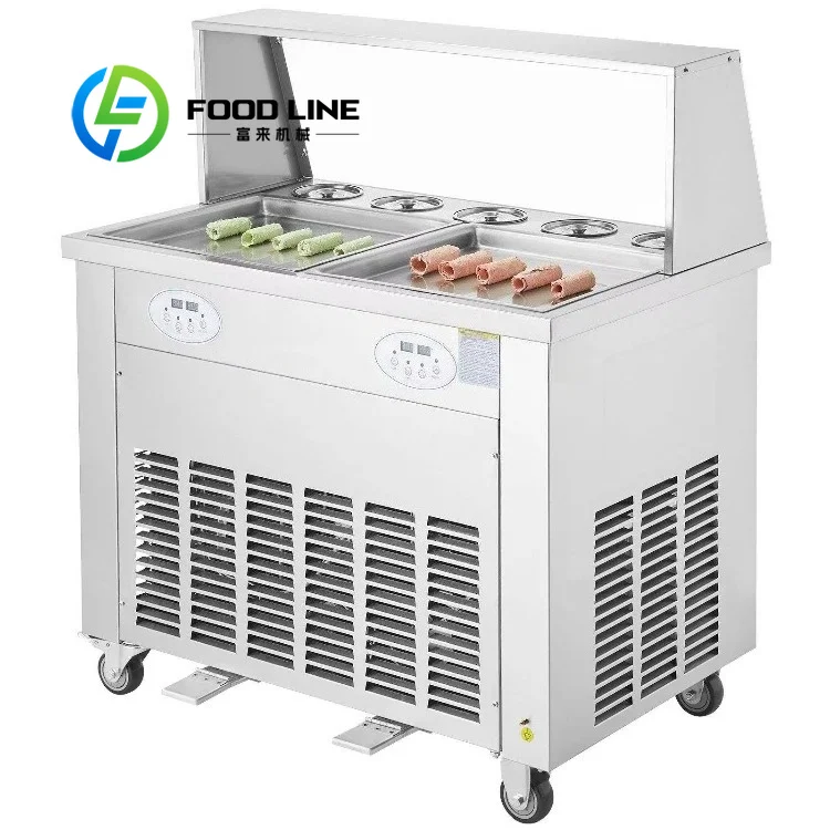 Raw Material Mixing Thai Ice Cream Roll Machine Smooth Plate Surface Help Even Blend Fruit Pulp Milk And Syrup Together