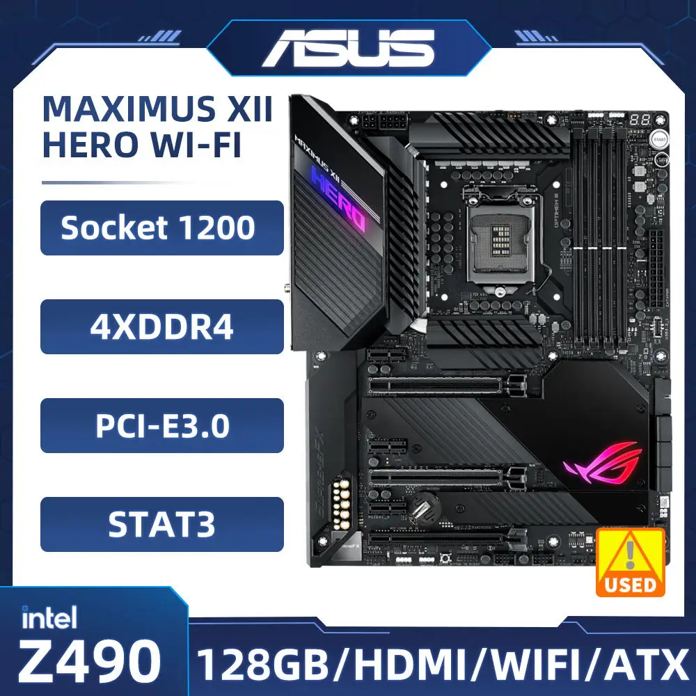 ASUS ROG MAXIMUS XII HERO (WI-FI) Motherboard Intel Z490 LGA 1200 DDR4 128GB support Core i3-10300 i5-10400F i5-11600K i9-10900F