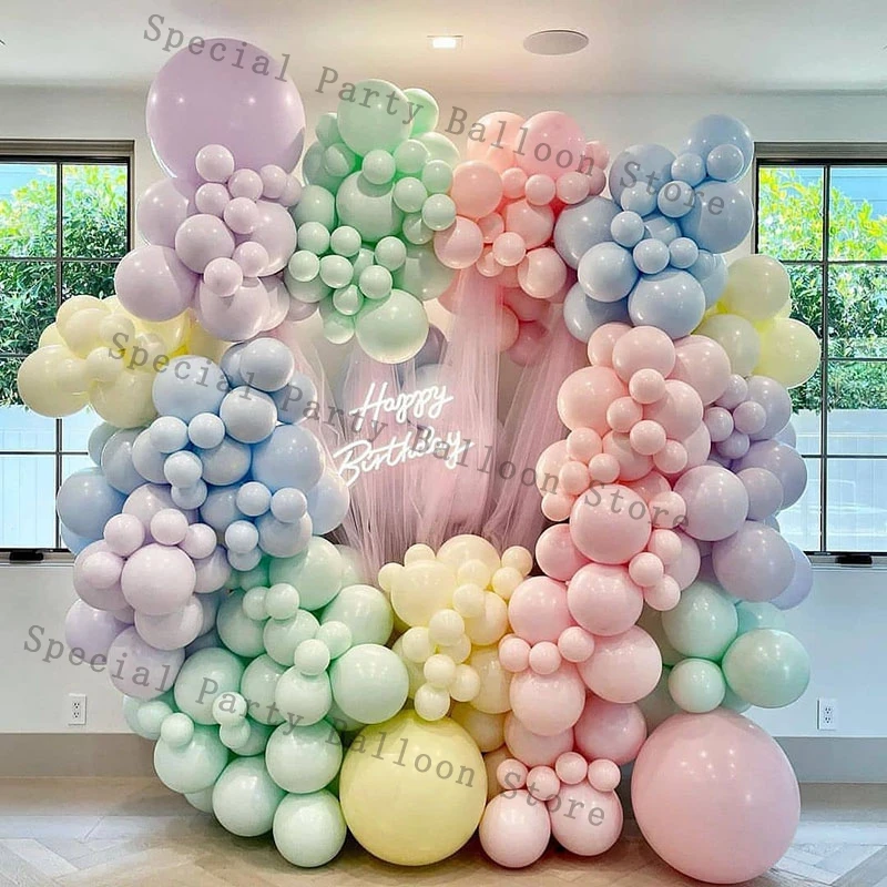 Macaron Balloons Garland Arch Kit Pastel Pink Yellow Ballon for Birthday Party Decorations Baby Shower Decor Rainbow Globos