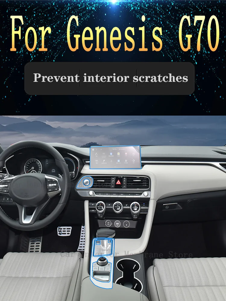 

For Genesis G70 2021 2022 2023 Navigation Center Console Gear Panel Screen TPU Car Interior Protective Film Anti-Scratch Sticker