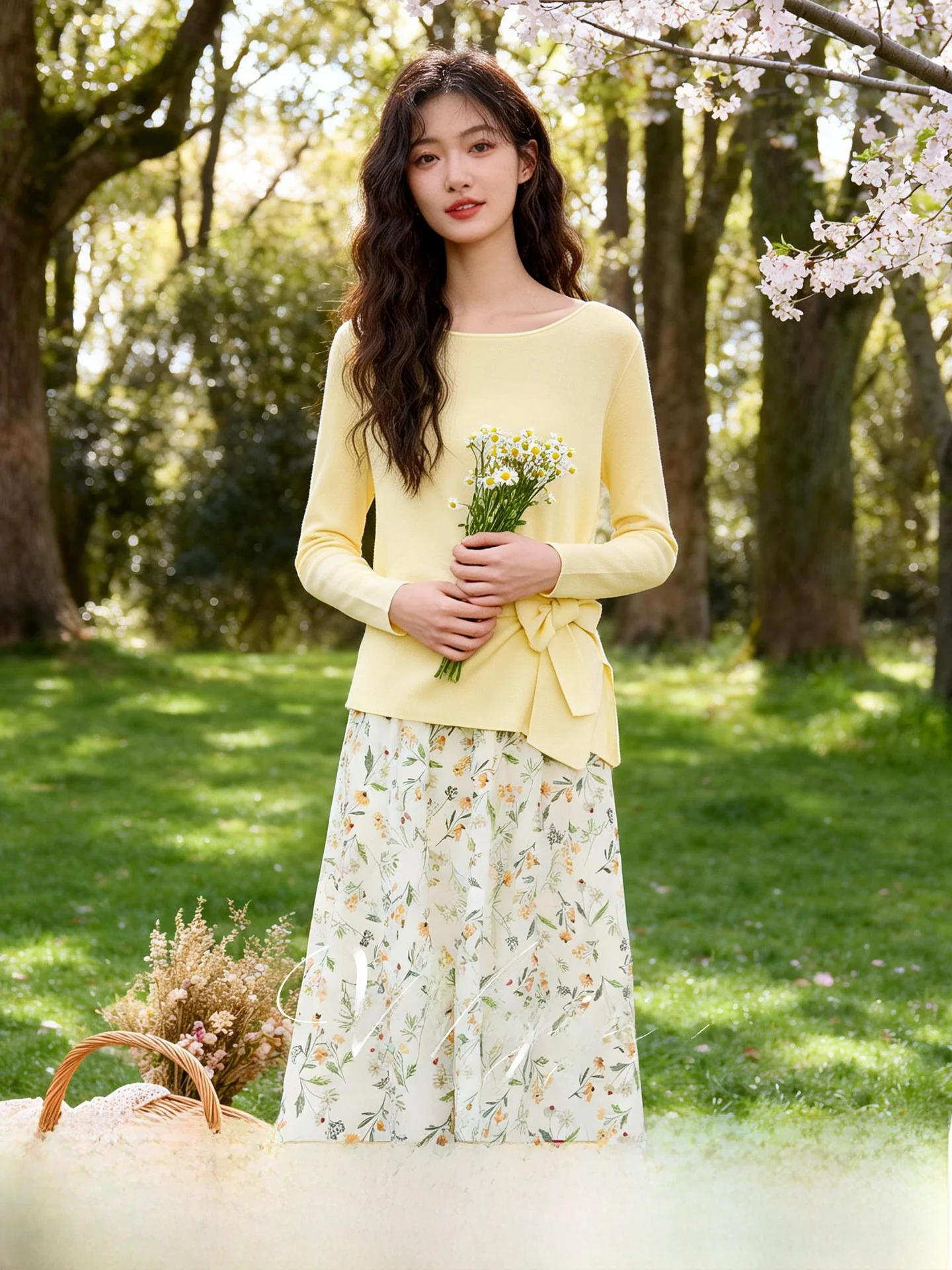 

Unique plus Size Women's Casual Floral Set Waist-Cinching T-shirt And Half Skirt Spring 2026 Fashion Comfortable Polyester