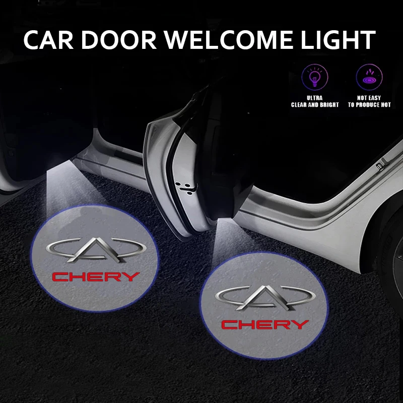 LED Car Door Emblem Light Welcome Lamp Wireless Laser Projector For Chery Tiggo 2 3 4 5 6 7 8 3X 5X Pro T11 Arrizo 6 3 5 Eastar