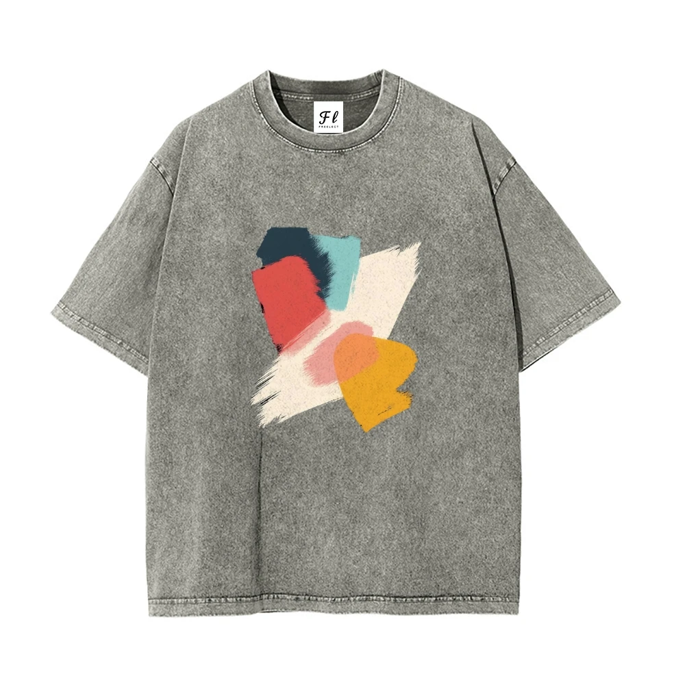 Uniek kleurrijk patroon Distressed T-shirt - Trendy grafische T-shirts, herentop Een perfecte manier om het gevoel van de mode te laten zien