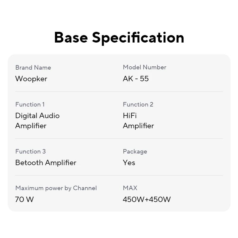 Woopker Amplifier AK55 900W Max 2.0 Channel Rated 70W+70W Bluetooth Audio Hifi AMP Karaoke Music Player Support 110V 220V 12V image 5