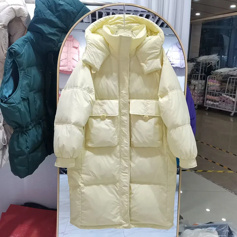 

New Winter and Autumn Women White Duck Down Hoodies Puffer Jackets Coats Warm Windproof Black White Coats 2023