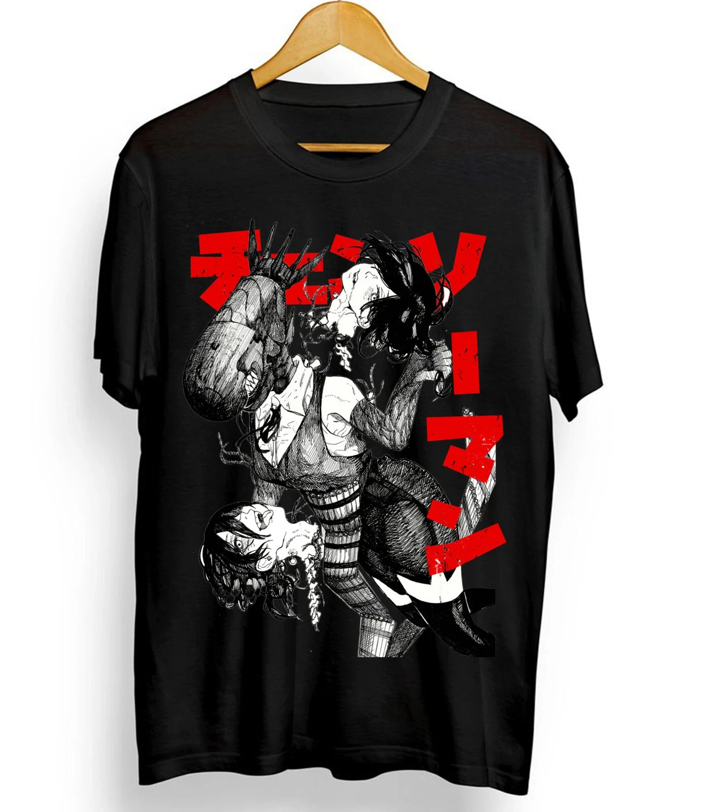 Camiseta Oversize Chainsaw Man Yoru Asa con Estampado Gráfico Anime War Devil, Manga Corta, Cuello Redondo, Estilo Casual Urbano, Top para Fans del Manga