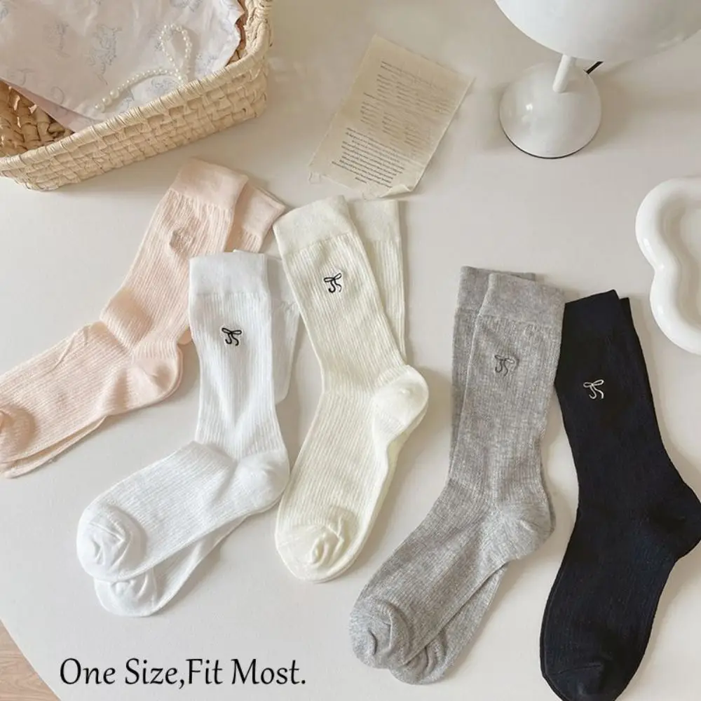جديد تنفس Bowknot الجوارب الربيع الصيف Y2K الجوارب القطنية رقيقة بلون الجوارب الطويلة