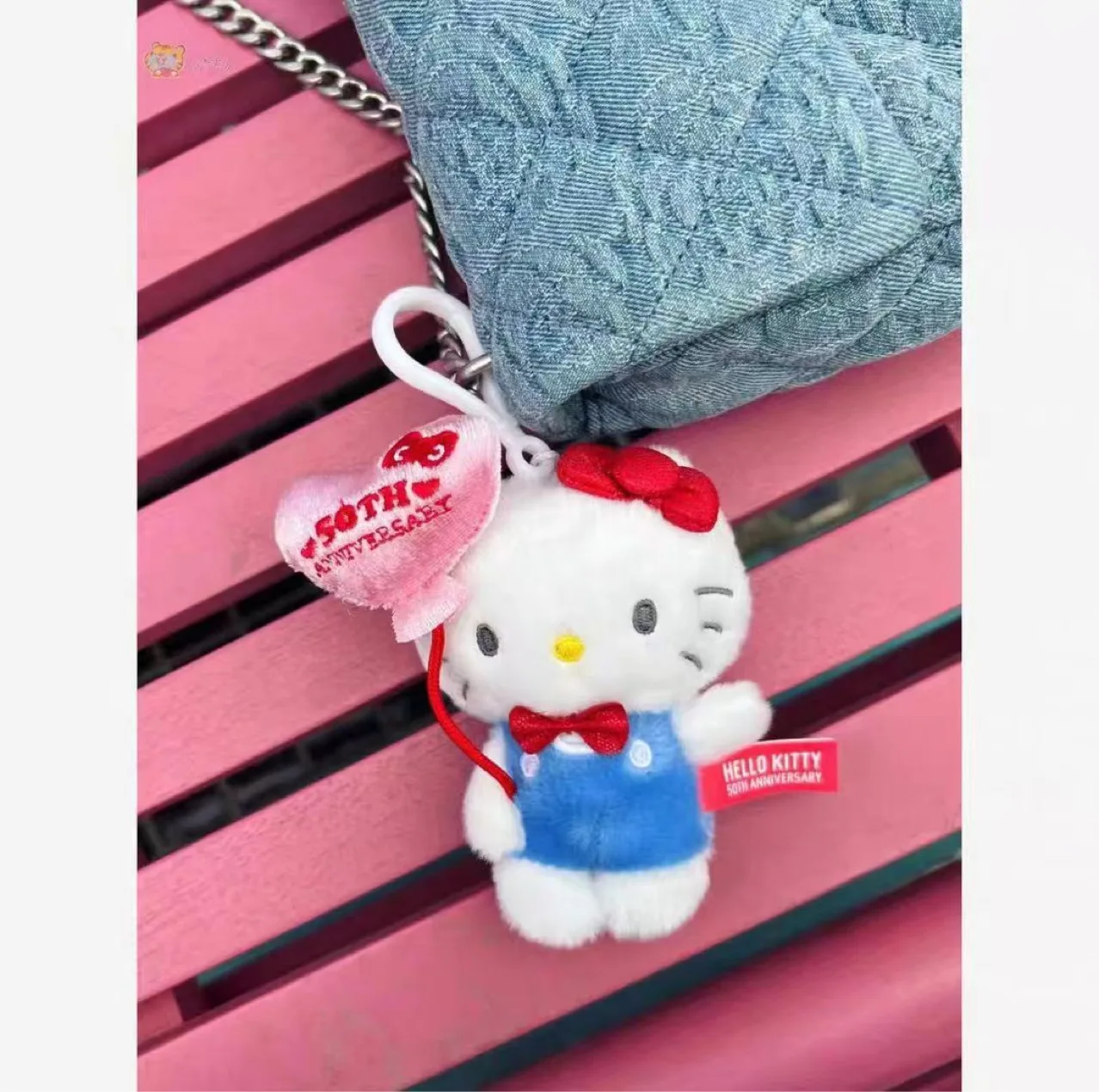 

Sanrio Hellokitty Plush Doll Keychain Cute Cartoon Peripheral Bag Pendant Doll Trinkets 50th Anniversary Limited Gift in Stock