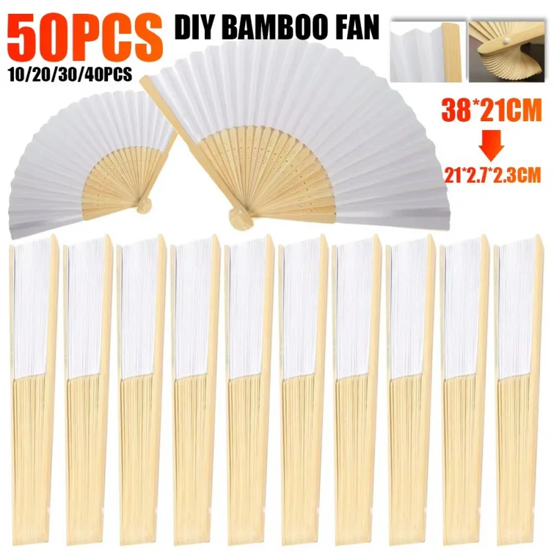 

50Pieces 7Inch White Paper Fan Blank white folding fan Children's Drawing FanDIYHand-painted Plain Surface
