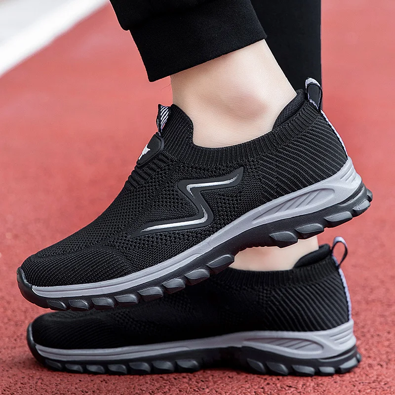 

Кроссовки мужские сетчатые без шнуровки, легкие прогулочные кеды, повседневная обувь для пар, дышащая обувь на плоской подошве, лето