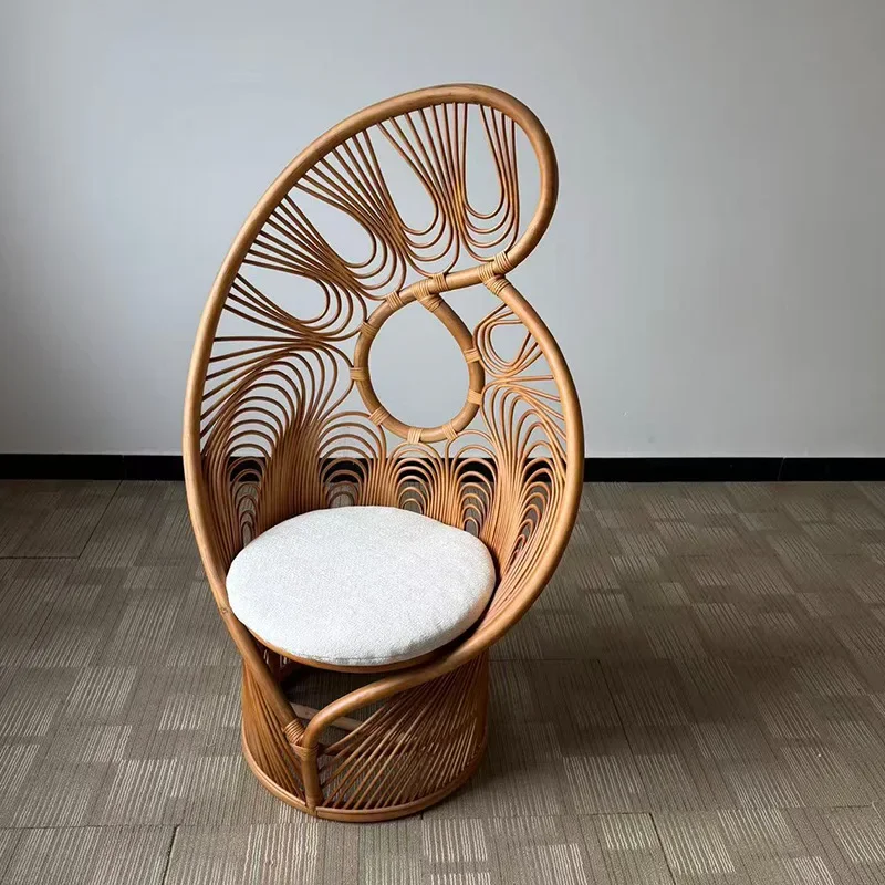 DSA handmade high backrest simple art chair rattan bed and breakfast furniture