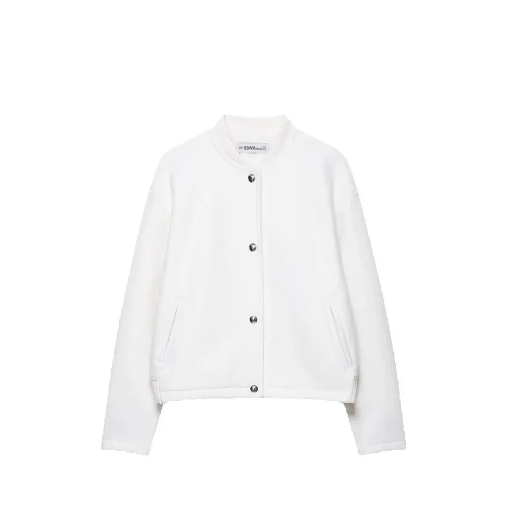 

PB&ZA Women's Soft Pilot Jacket V-neck Long Sleeve Button Pocket Autumn/Winter New Fashion Jacket