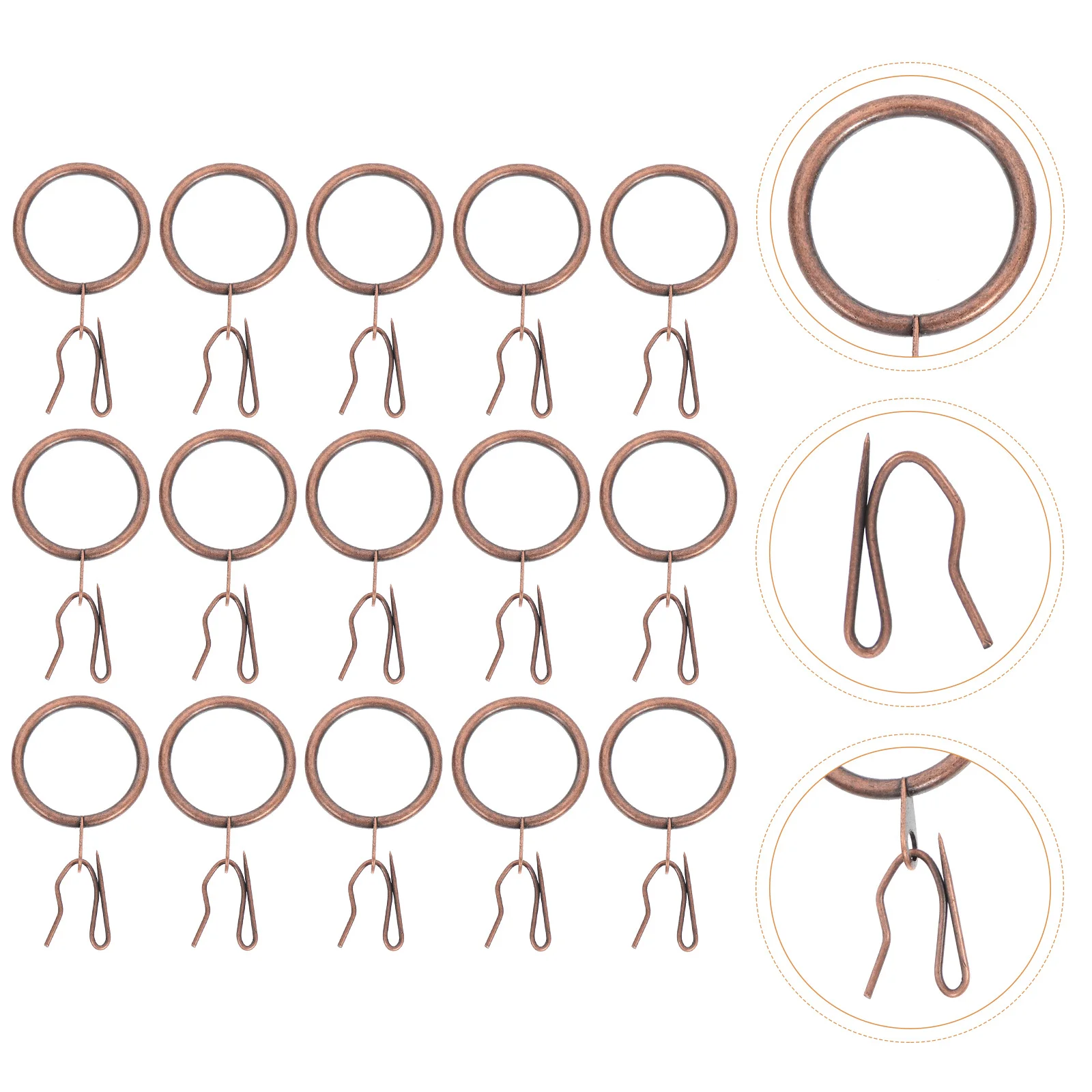 40 مجموعات ستارة حديدية دوائر معلقة مقاومة للصدأ للاستحمام غرفة الحمام نافذة قضيب الستارة حلقة المثبتات خواتم مع السنانير #3
