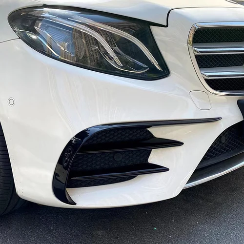 Imagen 2 del producto Parachoques delantero de coche, divisor Canard para Mercedes Benz Clase E W213 2016-2020, luz antiniebla negra de carbono, pegatina para alerón, accesorios para coche