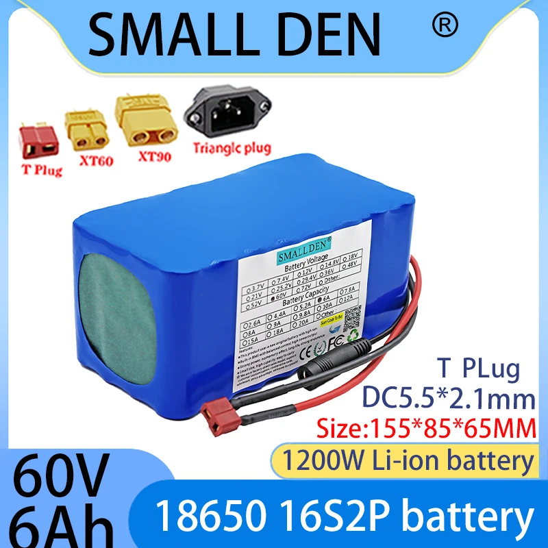 

60V 6Ah 16S2P 186500 original lithium battery high-power power supply with large capacity suitable for battery pack 20ABMS board