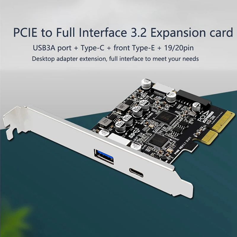 Top-PCIE3.0 To USB3.2 A Port Type-C Front Type-E 19P/ 20P Full-Interface Expansion Card 10 Gbps High-Speed Adapter Card