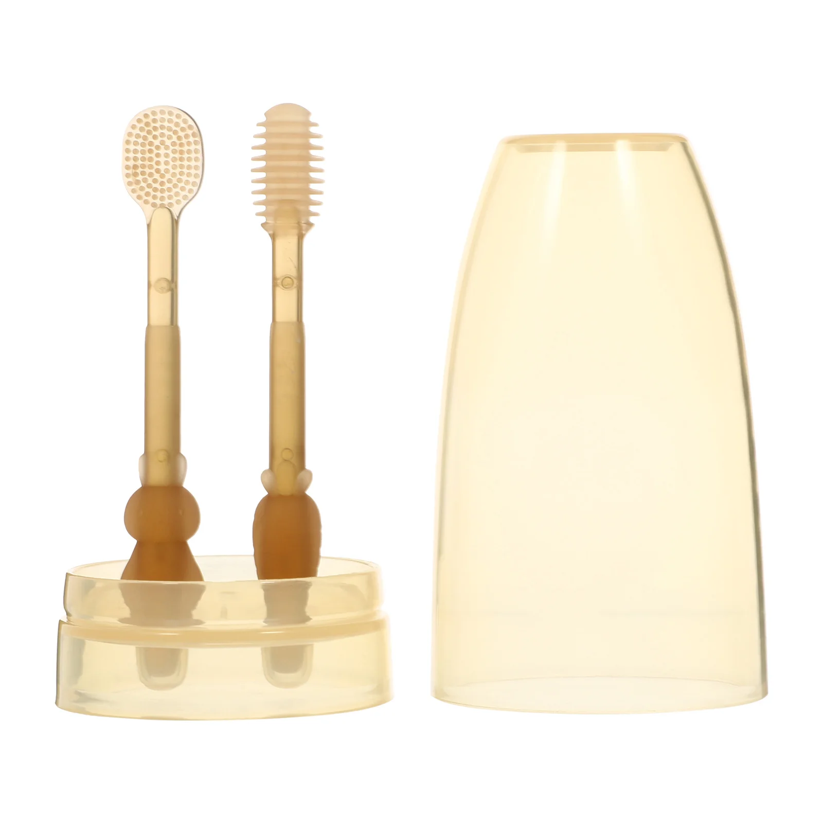 

1 комплект зубных щеток для ухода за зубами, мягкая щетина, безопасная для рта, подходит для младенцев и малышей, светло-коричневые детские зубные щетки