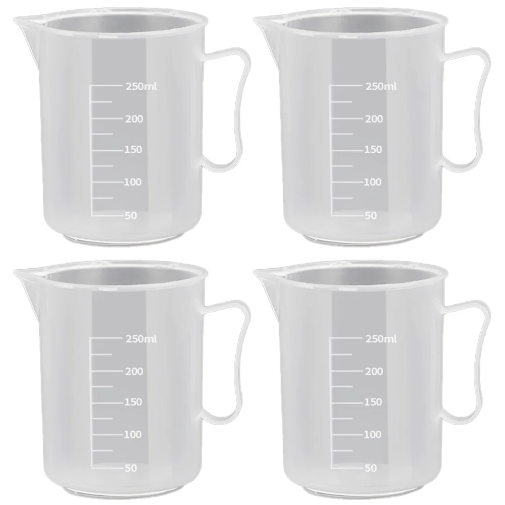 

4 Pcs Measuring Cup Plastic Graduated Scale for Liquids Baking Milk Epoxy Resin Drinks 250ml Kitchen Bar Tools