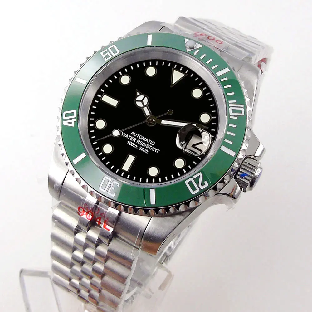 Miyota 8215 PT5000 roestvrij staal 40 mm duik automatisch herenhorloge saffierkristal roterende bezel lichtgevend mechanisch horloge