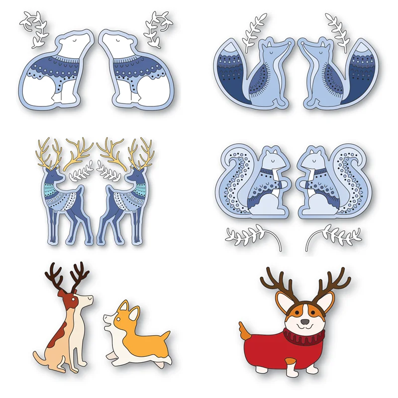 

Cutting Dies Christmas Nordic Deer Foxes Bears Holiday Corgi for New Arrivals 2023 Scrapbooking Frame Card Craft Supplies