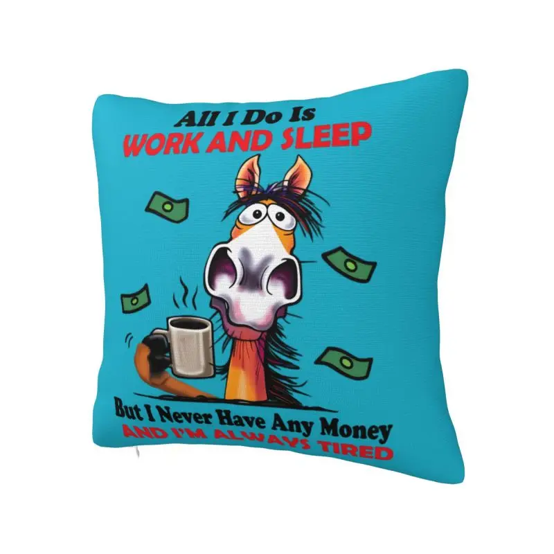 Funny Horse Quotes Cushion Cover 55x55cm Velvet Throw Pillow Case Sofa Chair Square Pillowcase Home Decor