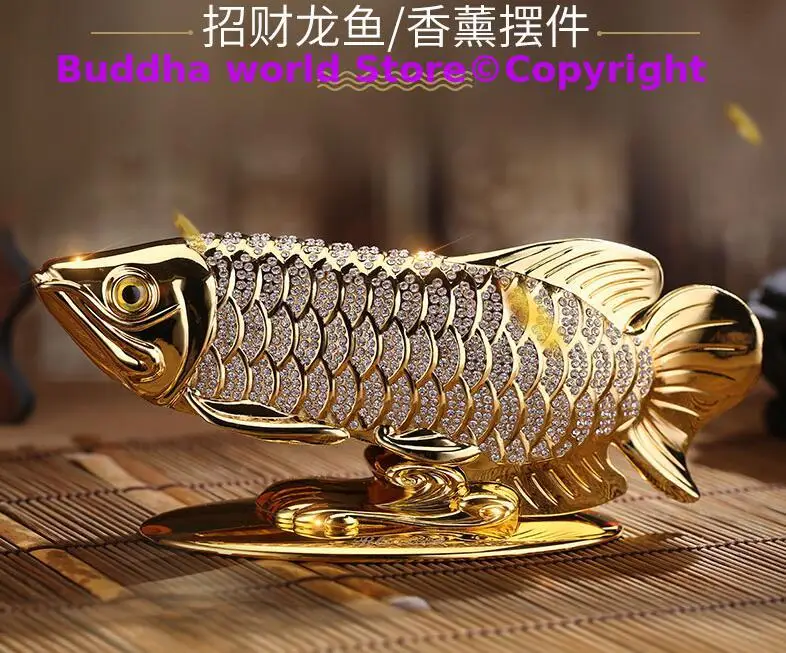 HOME OFFICE company SHOP CAR TOP Good Efficacious Talisman Money Drawing Diamonds Arowana Golden Fish FENG SHUI lucky statue